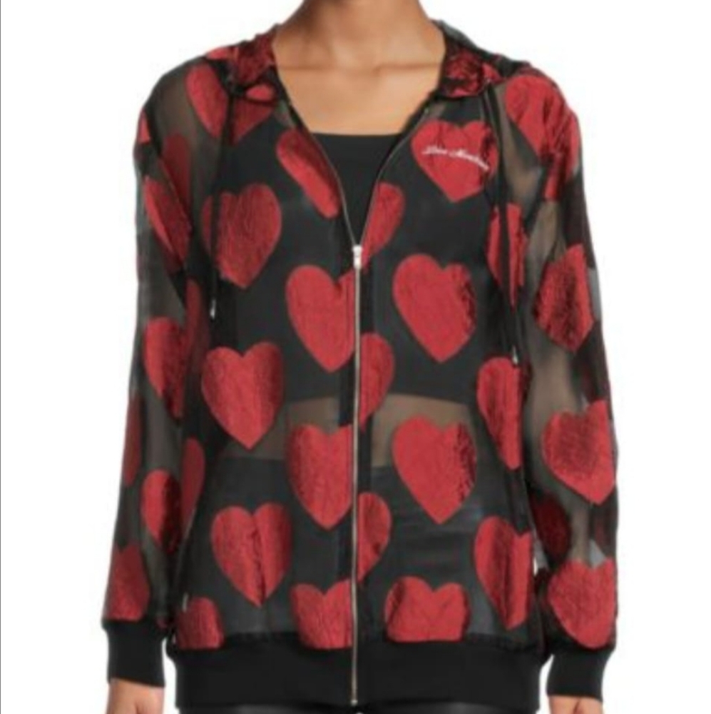Love Moschino Heart Sheer Hooded Jacket